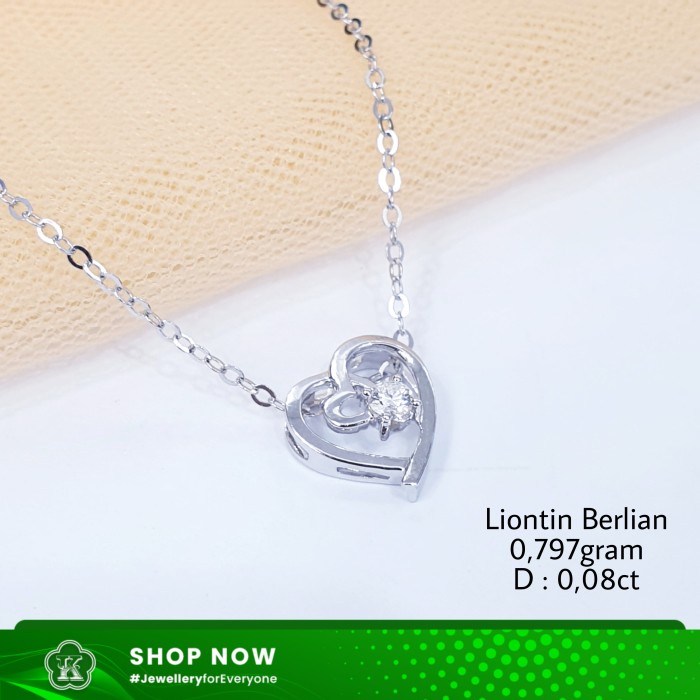 ✨Sale Kalung Emas Putih Model Love 1 Permata Berlian Berkualitas