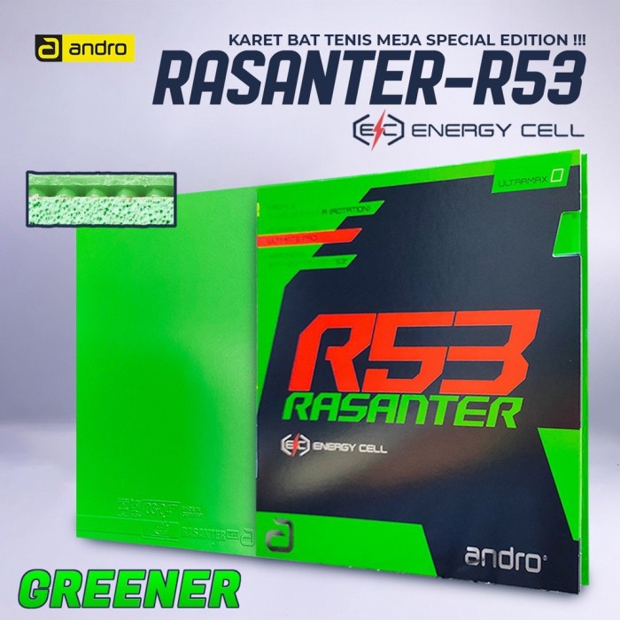 ✨New Ori Karet Bet Pingpong Tenis Meja Andro Rasanter R53 Greener Original Diskon