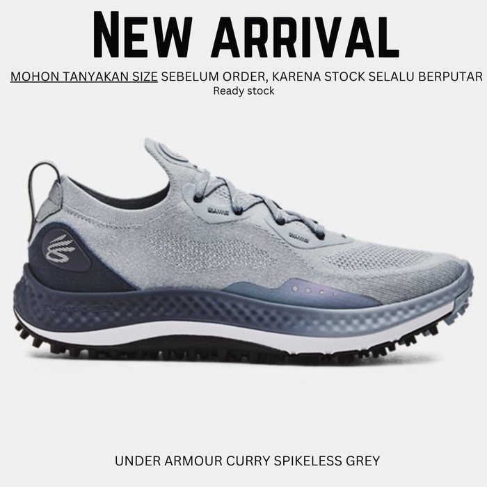 ✨New Under Armour Curry Spikeless Grey Sepatu Golf Pria Original Limited