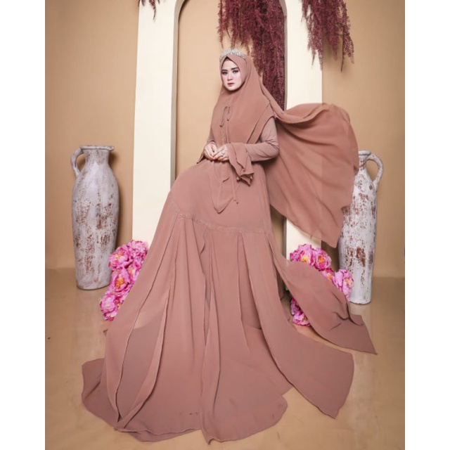 Gamis Set Syari Ceruty Dfour Inner Jersi Karina