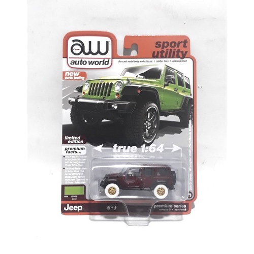 ✅COD Autoworld 1/64 Jeep Wrangler Unlimited 2013 Moab Green Chase Car Bisa Gojek