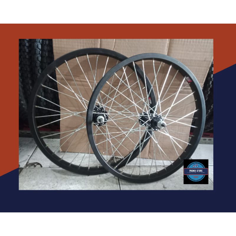 Wheel Set Sepeda Ukuran 18 36 Hole New Velg 18 Siap Jadi Velg 18 Hitam Siap Pakai