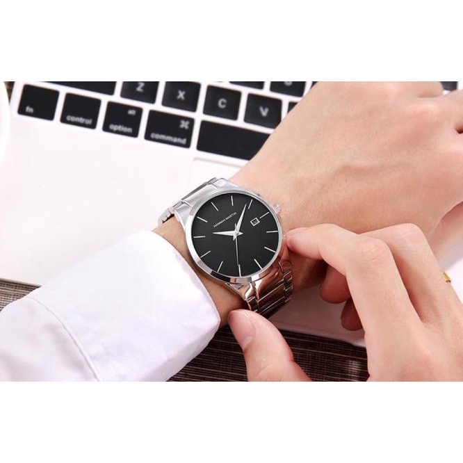 Hannah Martin Jam Tangan Pria Analog Date 17551 Stainless Steel