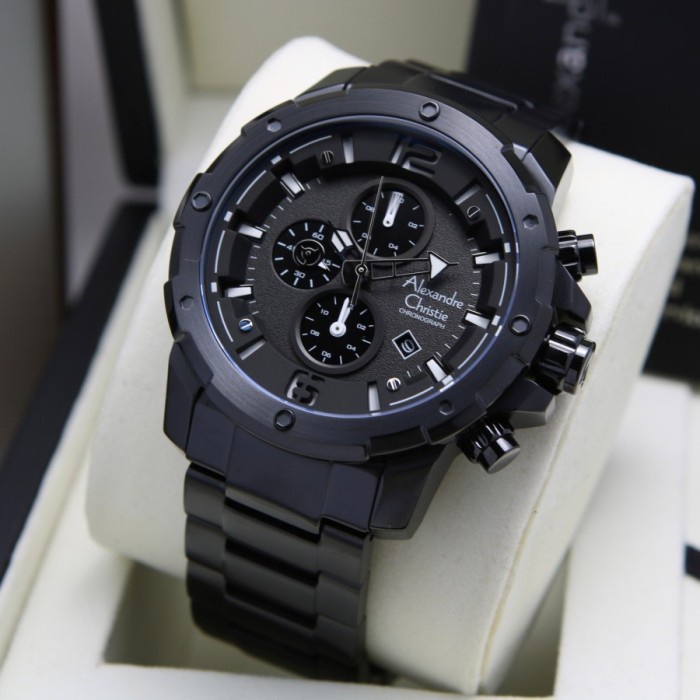 ✅Original Jam Tangan Alexandre Christie Ac 6410 Full Black Diskon