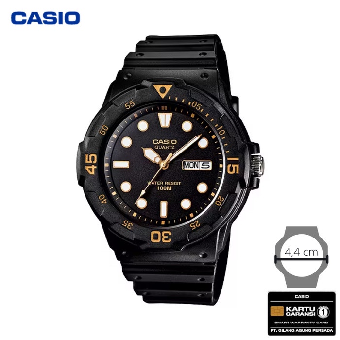 ✅Ori Jam Tangan Pria Casio Mrw-200H-1E Original - Mrw200H Hitam Gold Limited