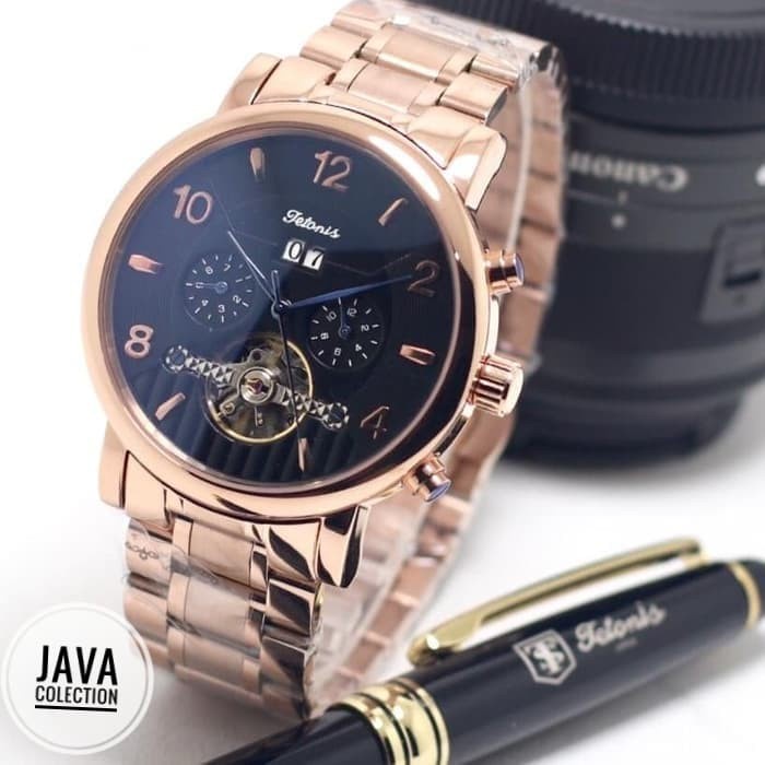 ✅Ori Jam Tangan Pria Tetonis Ts501 Rosegold - Automatic - Free Pen Berkualitas