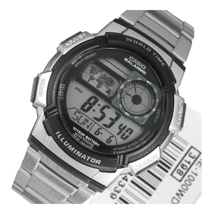 ✅Ori Jam Tangan Pria Casio Digital Strap Rantai Ae-1000Wd-1A Original Bisa Sameday