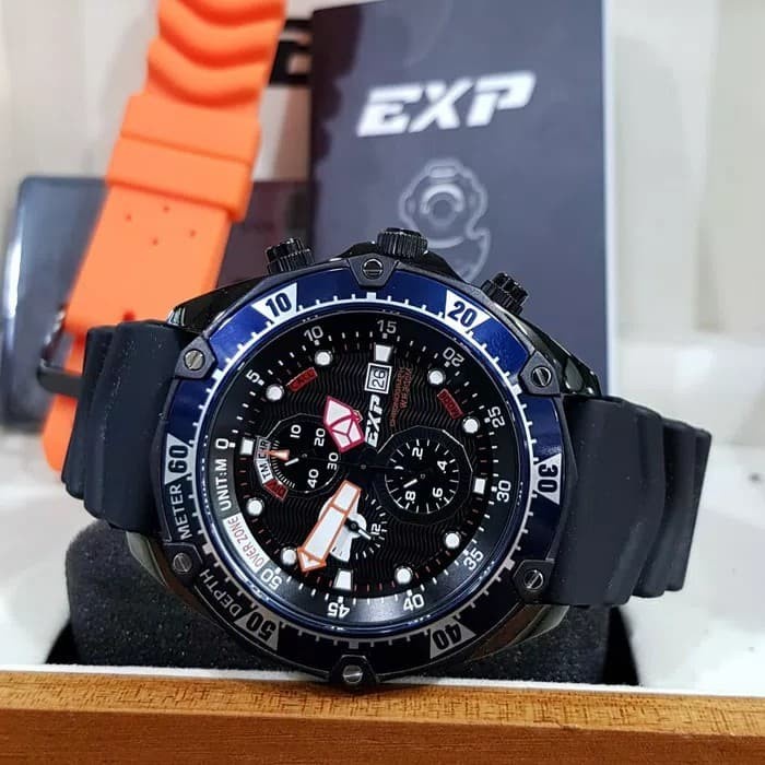 ✅Sale Jam Tangan Pria Expedition Original Chronograph E3007 Black Blue Terbaru