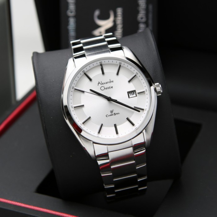 ✅Ori Alexandre Christie Ac8648 Ac 8648 Silver Jam Pria Original Limited