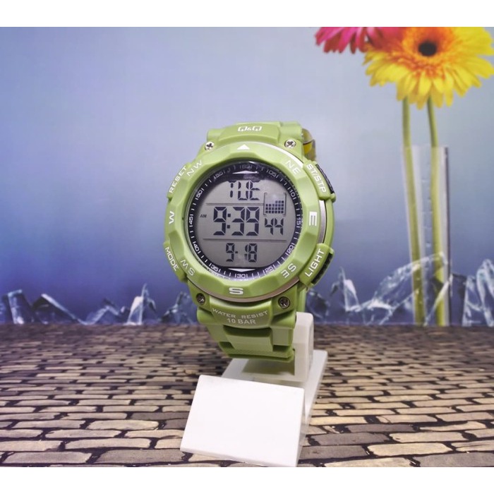 ✅Ori QQ Qq Qnq Digital Jam Tangan Pria Hijau M124J008Y Original Bisa Gojek