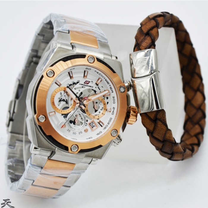 ✅Termurah Chronoforce Cf 5297Mrc - Jam Tangan Pria Original - Silver Rose Terbaru