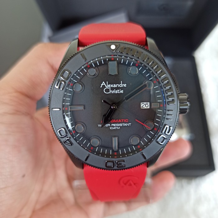 ✅Ori Alexandre Christie Pria Ac 3042 Ac3042 Red Black Automatic Original Berkualitas