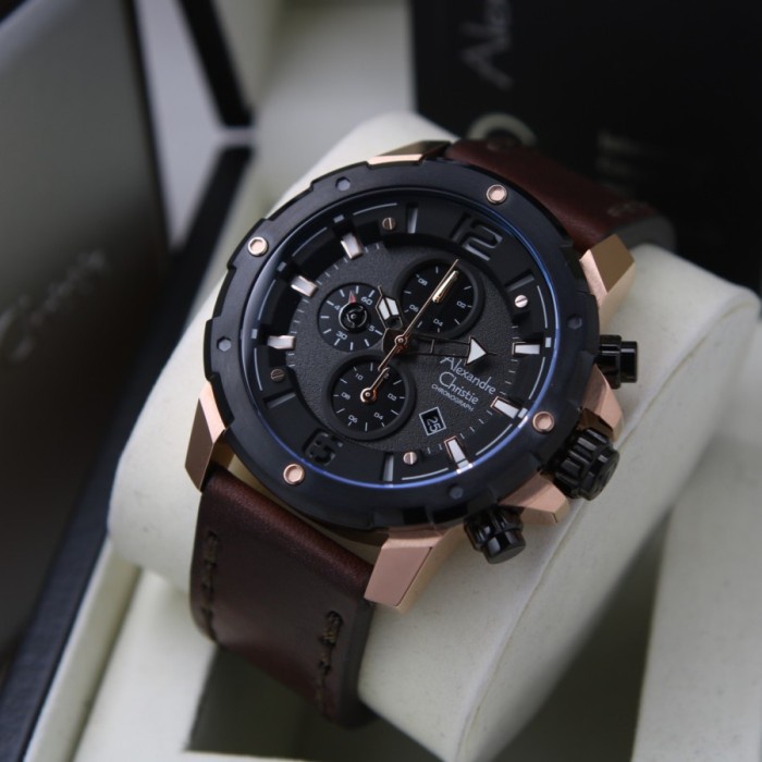 ✅Ori Jam Tangan Pria Alexandre Christie Ac 6410 / Ac6410 Black Rosegold Diskon