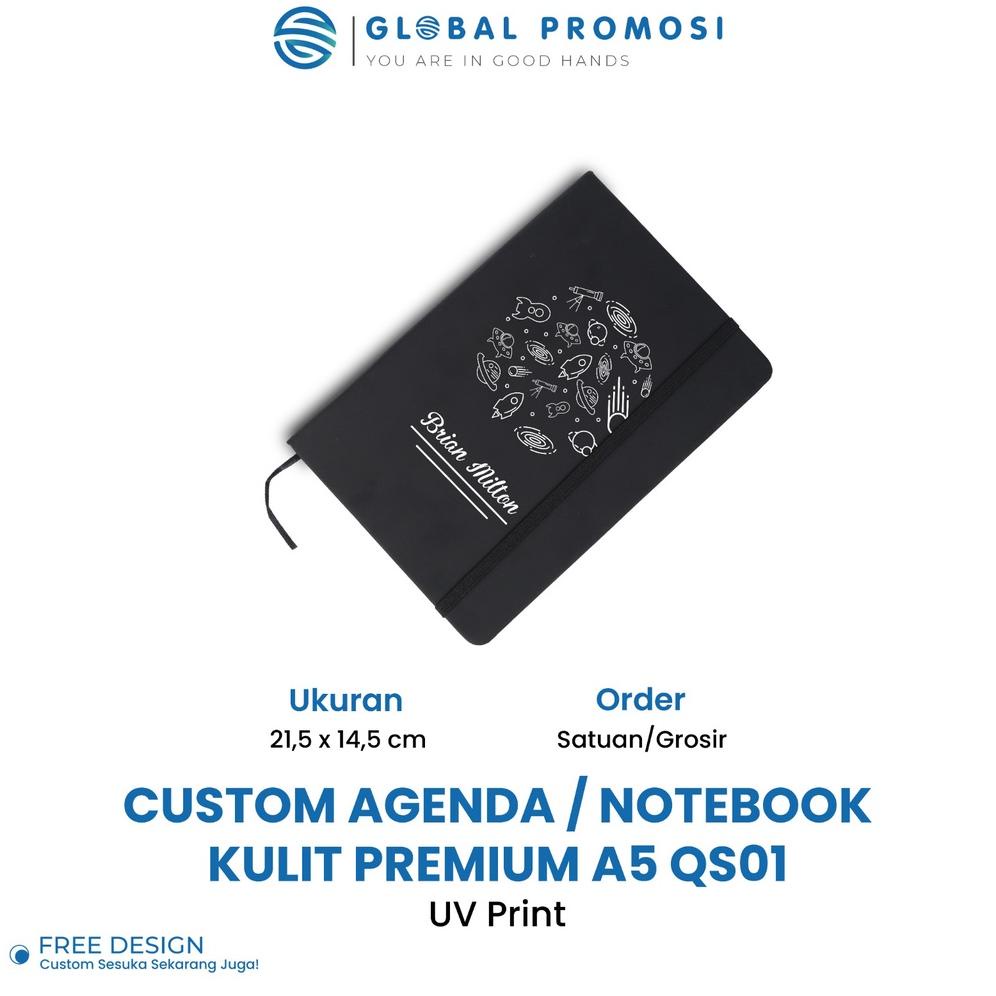 

Custom Nama/Logo Uv Print Notebook Agenda Kulit Premium A5 Buku Catatan Kerja Souvenir QS01