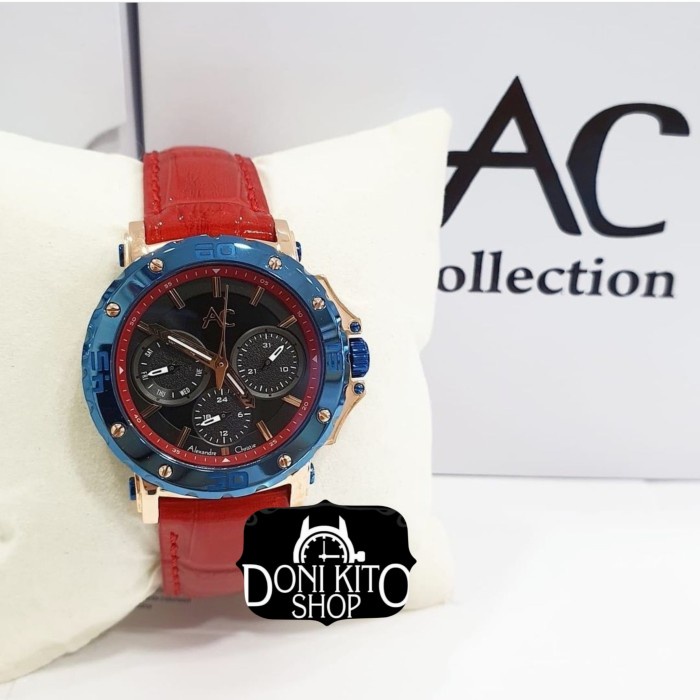 ✅New Ori Alexandre Christie Ac9205 Red Blue Rosegold - Jam Tangan Wanita Ori Diskon