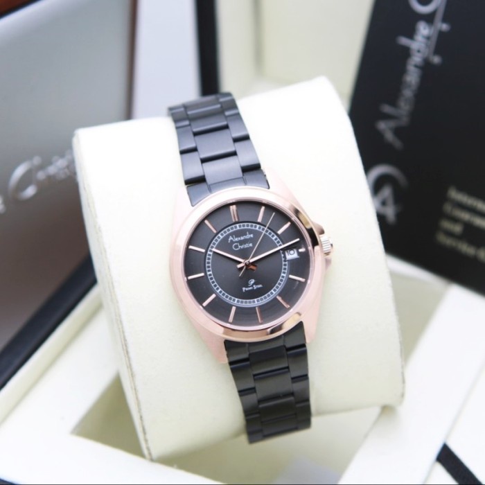 ✅New Jam Tangan Wanita Alexandre Christie Ac 1033 Ac1033 Black Rosegold Rt Terbaru