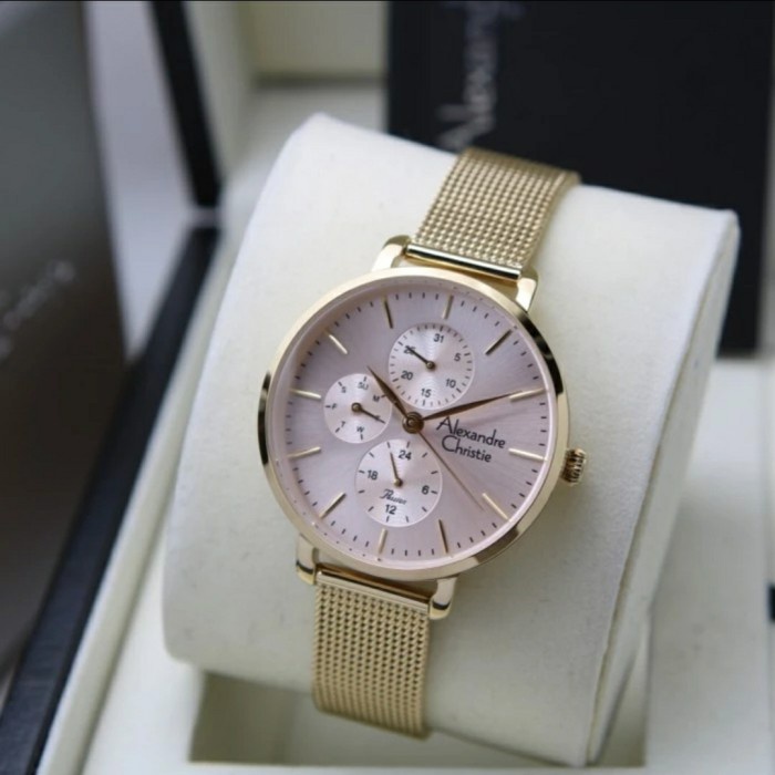 ✅New Alexandre Christie Ac2916 Ac 2916 Wanita Original. Gold Terbatas
