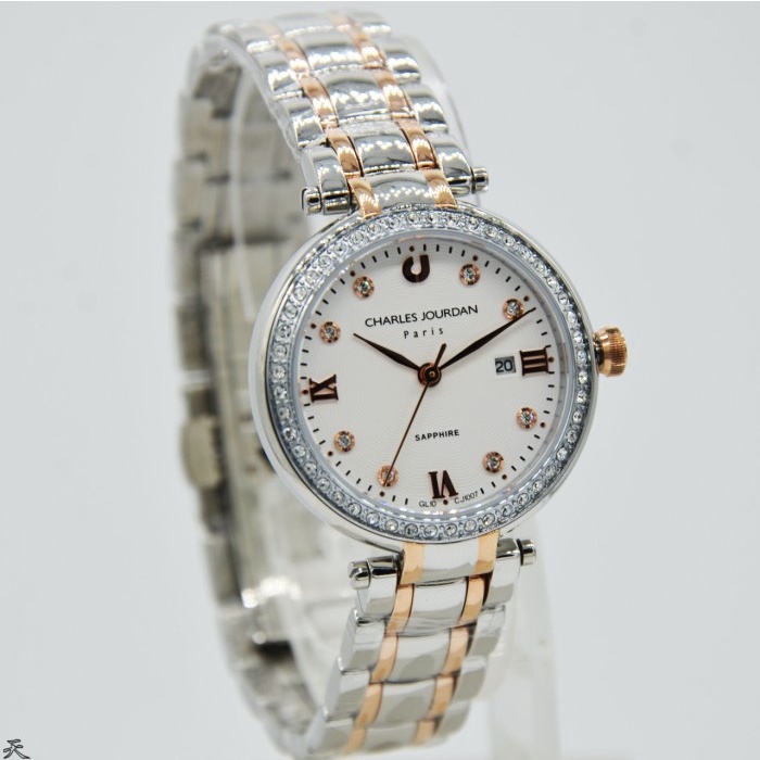 ✅Baru Charles Jourdan Cj1007-2613S - Jam Tangan Wanita Original Silver Rose Limited