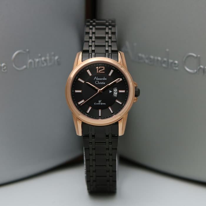✅New Jam Tangan Wanita Alexandre Christie Ac 8325 Original - Rosegold Black Terbaru