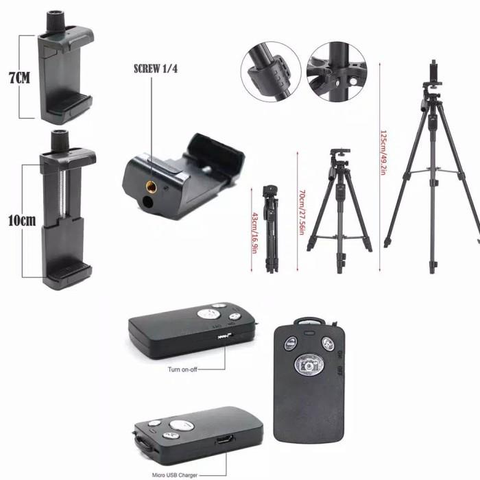 Costa Ct-6218 Tripod Kamera Remote Bluetooth Wireless + Holder Hp