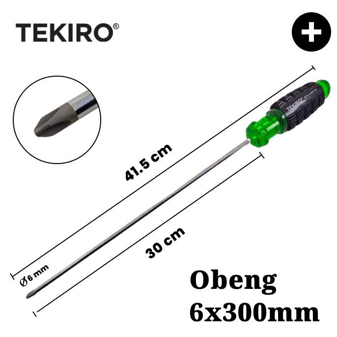 Obeng Plus 12 inch Tekiro Diameter 6mm Panjang Besi 30cm Magnet Gagang