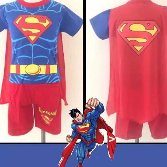 Terlaris Baju anak setelan superman sayap lengan pendek / BAJU ANAK SUPERMAN PENDEK SAYAP.