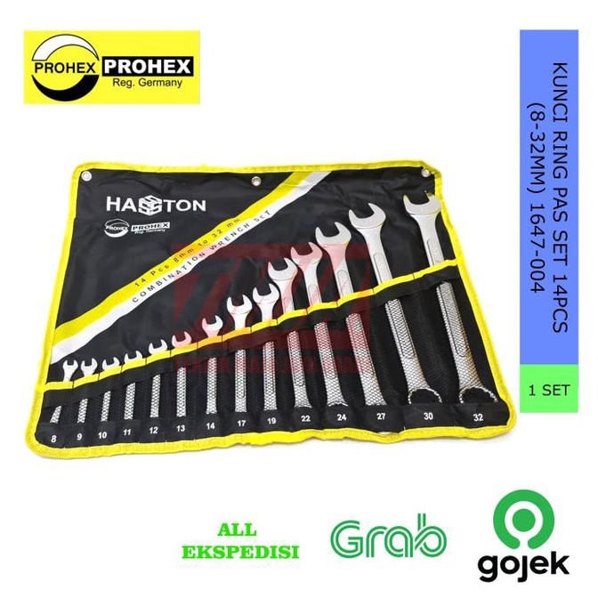 PROHEX HASSTON Kunci Ring Pas Set 14Pcs (8-32mm) PN. 1647-004