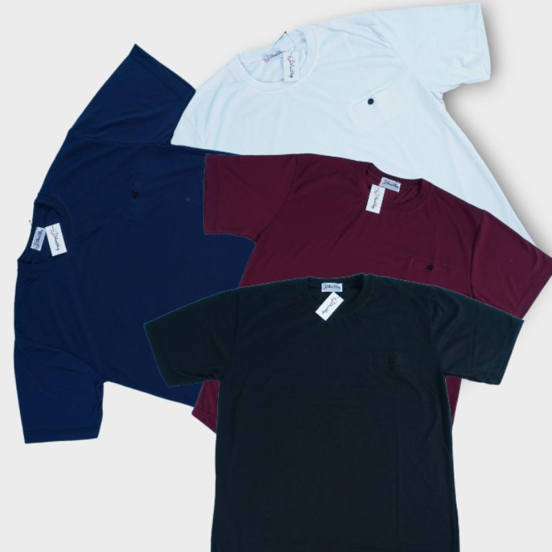 Kaos Polos Pria Oval Semi Lengan Pendek Kancing Tempel Model Terbaru