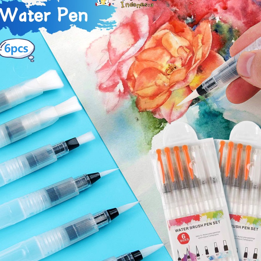 

[E17✓] BEVAVAR Water Brush Pen Set Kuas Pena Untuk Cat Air (Isi 6).!