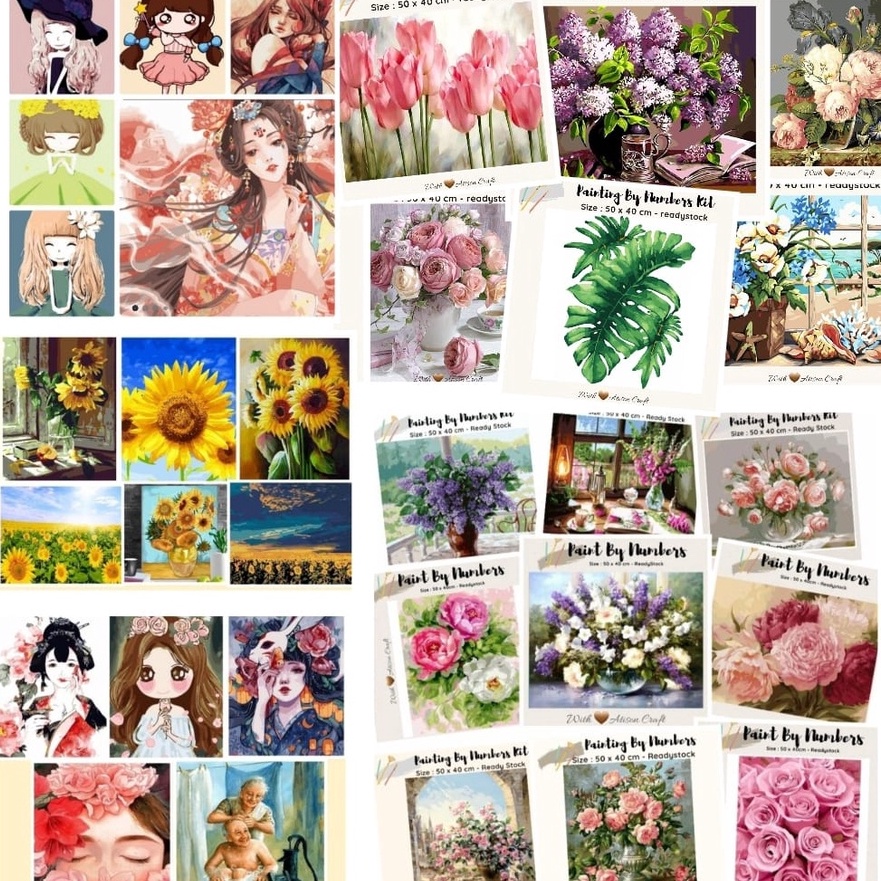 

[M56❣] diy Paint by number kit 50x40cm ready jakarta. painting by numbers kit..