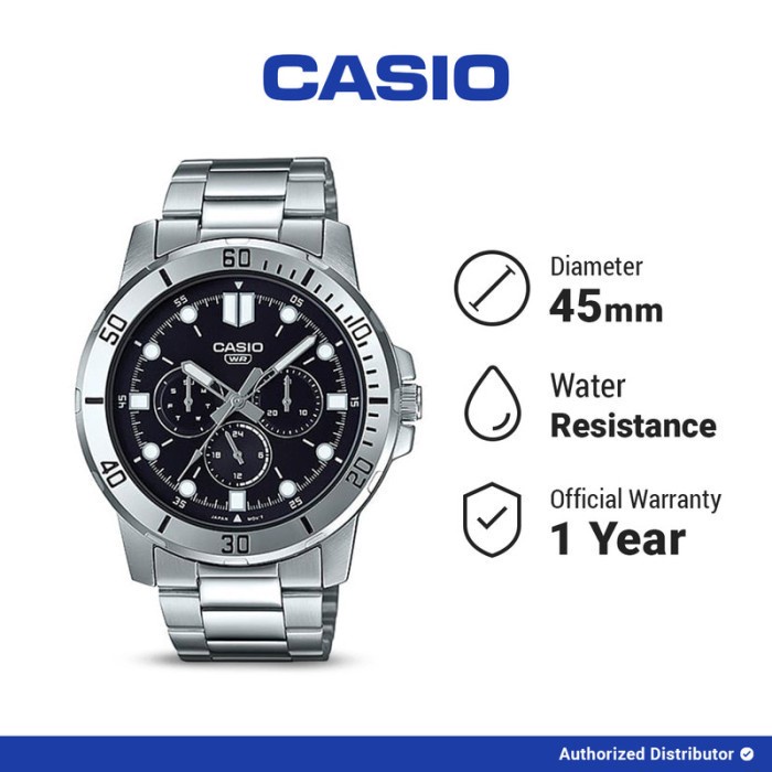 [READY INSTANT] Casio Jam Tangan Analog Pria MTP-VD300D-1EUDF Stainless Original