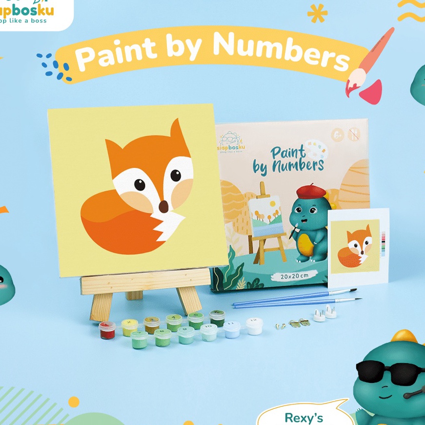 

(B07➤] KANVAS LUKIS BINATANG UNTUK ANAK CANVAS PAINTING BY NUMBER FOR KIDS 20x20 CM TERMASUK CAT KUAS FRAME KAYU SIAP LUKIS - ANIMAL 3 SERIES..