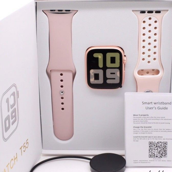 [O80✯) Best Seller  Smartwatch T55 Jam Tangan Pintar Pria Wanita + 2 Tali✓.