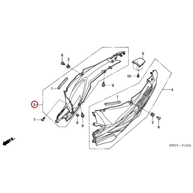 Cover Body Kanan Putih Supra X 125 - 64410KPH700FMX ORIGINAL