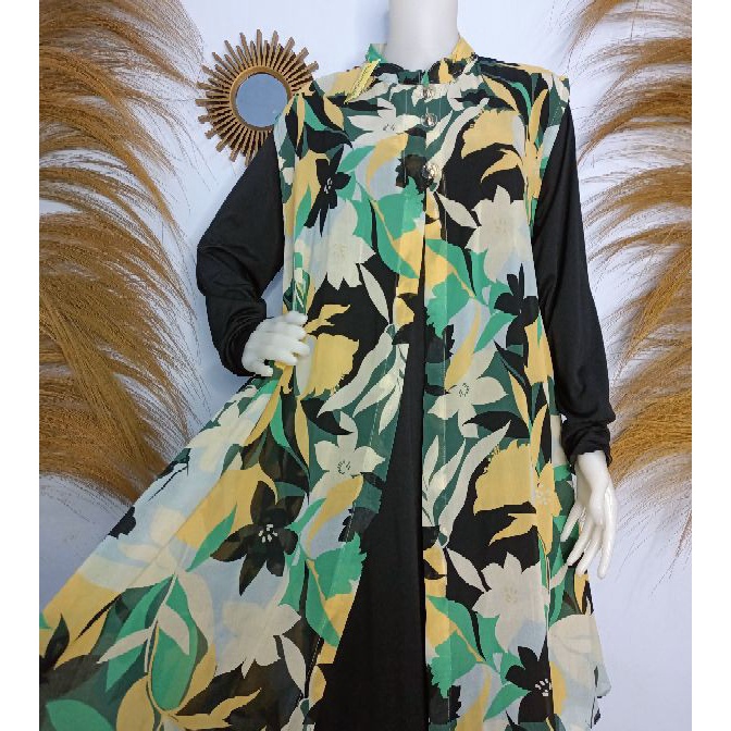 [D14»] Outer Ceruty tanpa Lengan Motif㊖