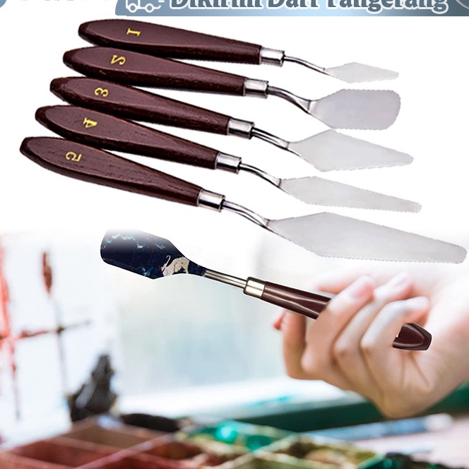 

(P20-✔> 5PCS Pisau Palet Lukis Besi tahan karat/Pisau Palet/Spatula Dekorasi Kue Lukis Ukir Palette Knife»!