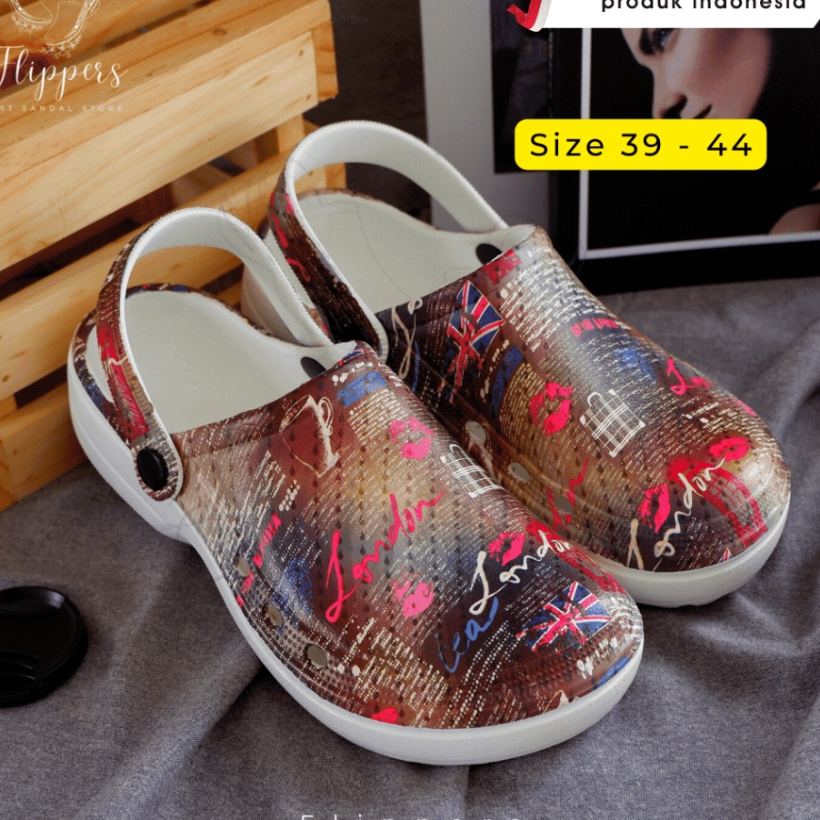 [H2.I❦] Sandal Kodok/Sendal Kodok Motif London/Sandal Kodok  Printing/Sandal Pria Dewasa/Sandal Kere