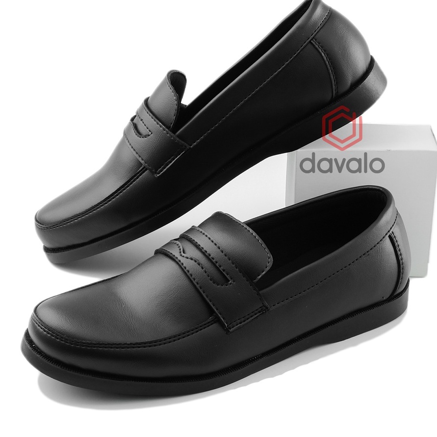 (W3.D♥] davalo Sepatu Loafers Pria Formal Kerja Kasual Loafer Hitam ➤..