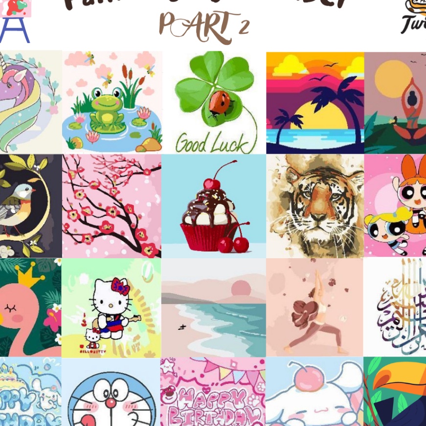 

[P00-☞> Baapaang - Painting By Number Children Canvas / Set Kanvas Lukis Anak / PART 2♫.!