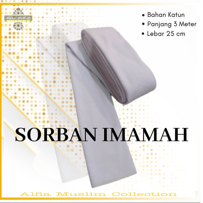 Sorban Sorban Imamah Polos Panjang 3 Meter Sorban Imamah Sorban Udeng Udeng - Putih(H6N5) Sorban Ana
