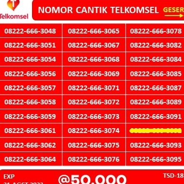 Buruan Beli NOMOR CANTIK TELKOMSEL BAGUS