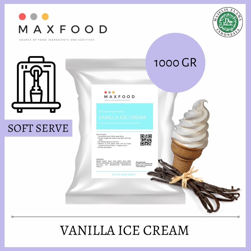 

RYYY1463 MAXFOOD - Soft Vanilla Ice Cream / Bubuk Es Krim Rasa Vanilla 1 Kg