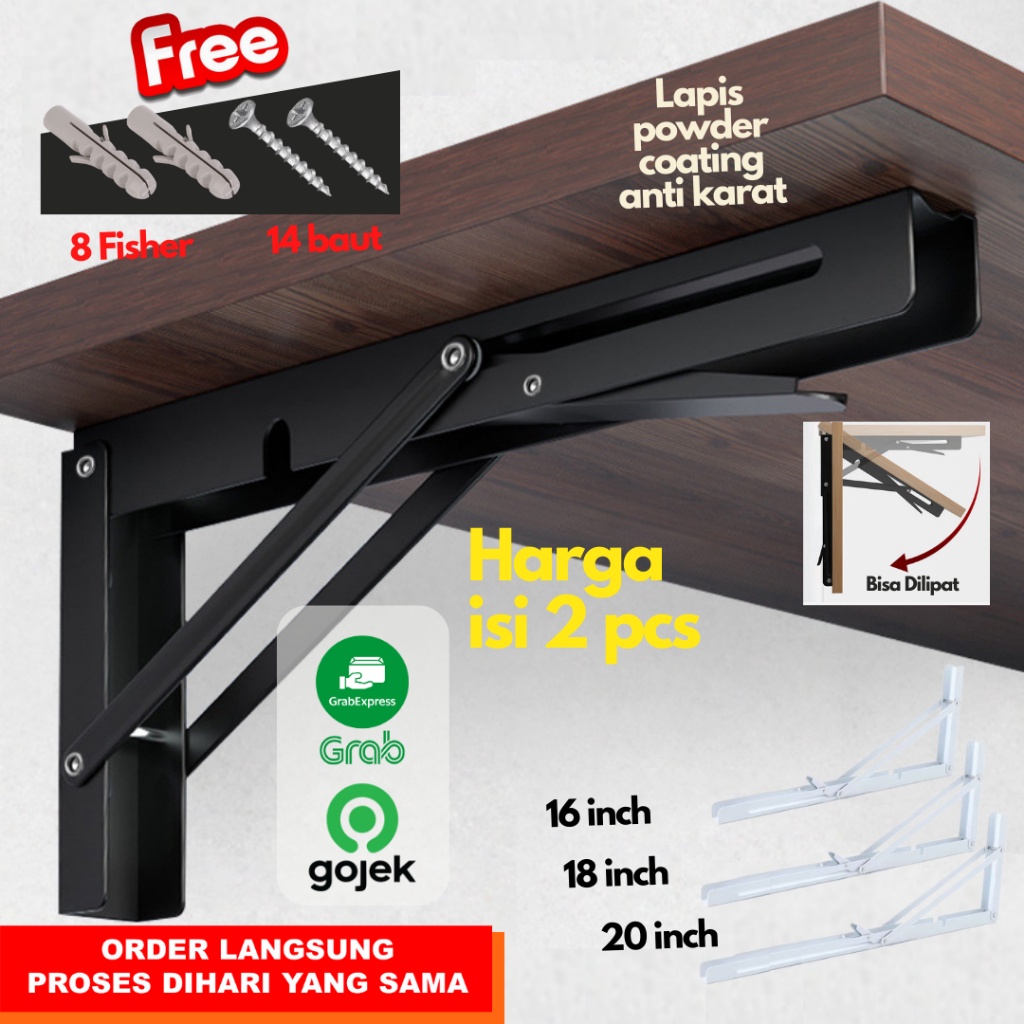 Kirim SekarangEngsel Meja Lipat Dinding Siku Lipat Meja Dinding Siku Meja Lipat bracket meja 65Kg 2p