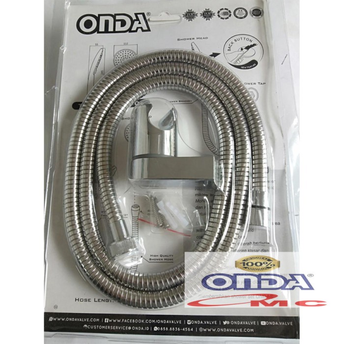 Hand Shower Mandi Bulat Flexible Hose Chrome 1/2 Inch ONDA SO SS best deal