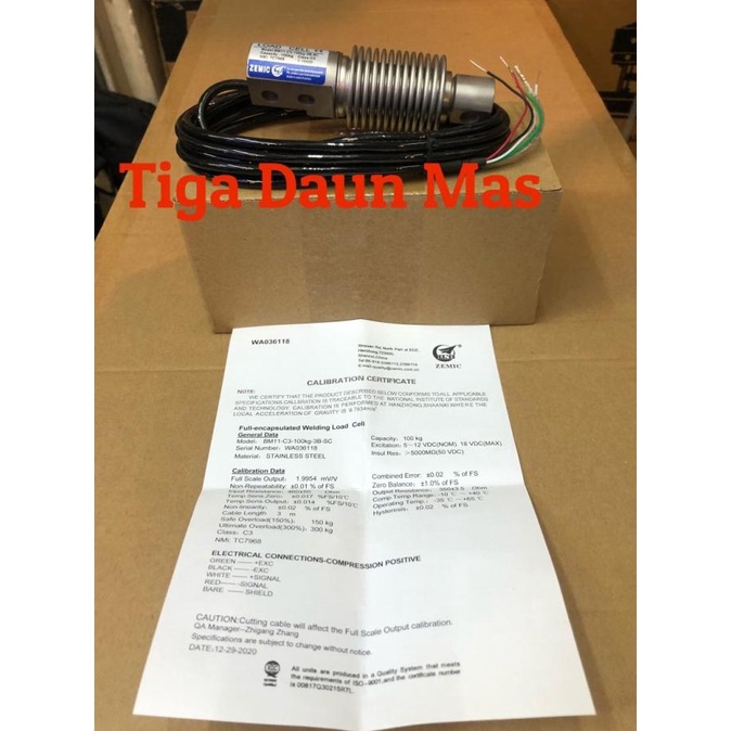 Load Cell Zemic BM11 100 Kg Bending Beam Load Cell Stainless Zemic