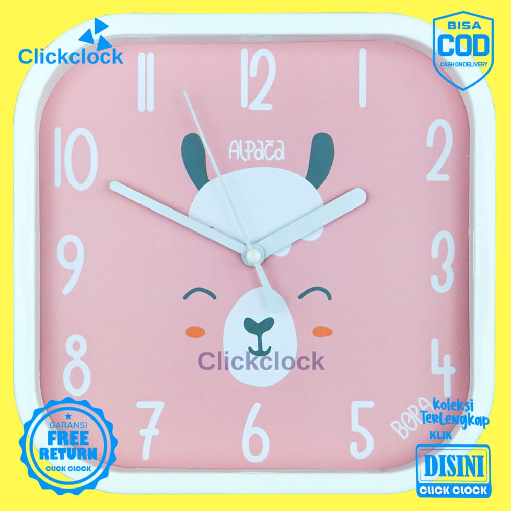 Jam Dinding Analog Animal Alpaca Boba BB1515-5454 Besar Dekorasi Dinding Unik