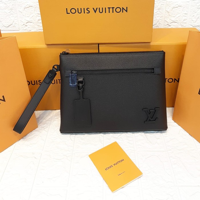 ✨Sale Clutch Bag Pouch Pria Lv79998 Black Aerogram Super Miror Vip Berkualitas