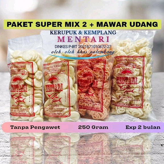

Paket Mix 2 - 1Kg (Kerupuk Mini, Kancing, Sanggul + Mawar Udang)