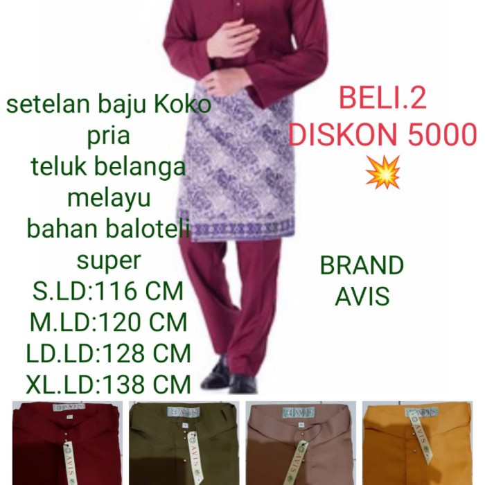 SETELAN BAJU KOKO PRIA TELUK BELANGA MELAYU SET MALAYSIA KOKO PRIA