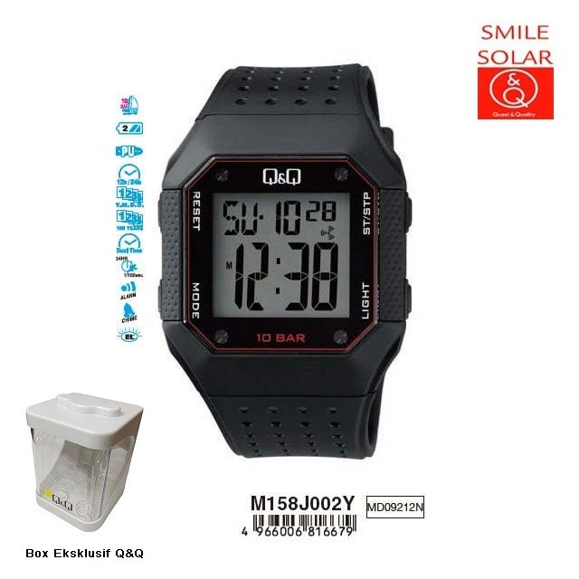 BAYAR DITEMPAT Jam Tangan Digital Pria Cowok Original Q&Q QnQ QQ M158 M158J Murah /JAM TANGAN ANTI